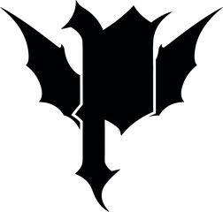 Fototapeta premium A black silhouette of a bat symbol with sharp edges and points