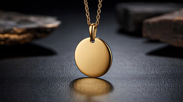 Luxury gold pendant necklace jewelry mockup on dark elegant background 
