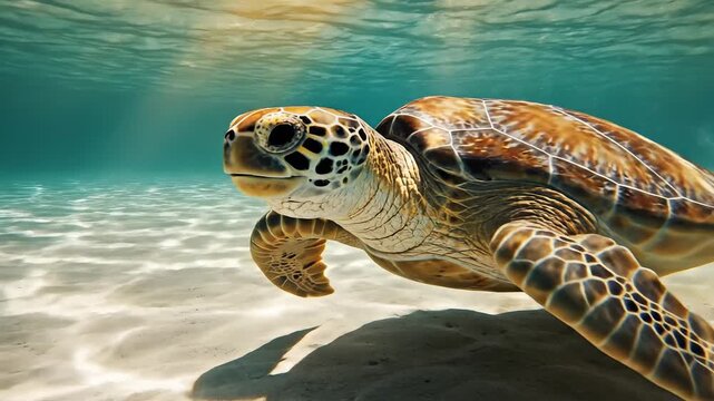 Sea turtle swimming underwater