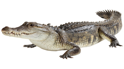 Fototapeta premium Crocodile reptile full body, isolated on a white background
