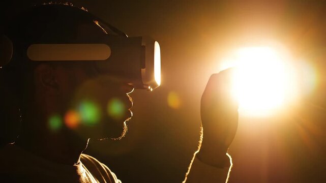 Person using virtual reality headset