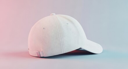 Fototapeta premium White baseball cap mockup on gradient background