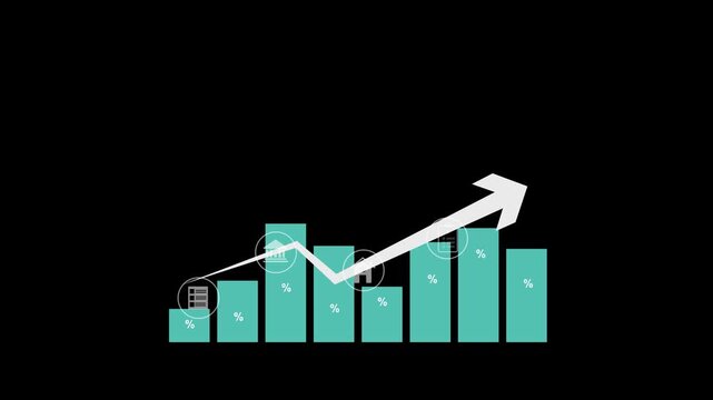 Concept of finance and investment ,profit growth management ,financial graphical and statistical analysis ,Stock & currency fund management ,bank interest management. Motion graphics of business idea