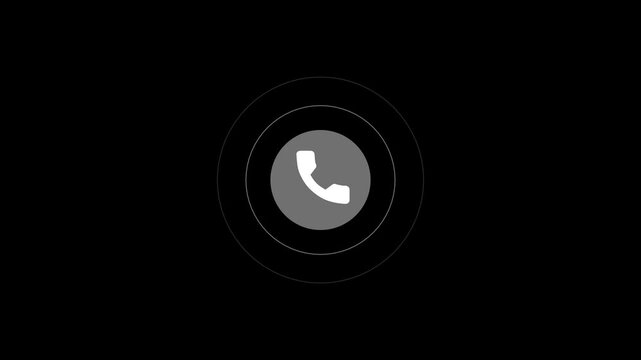 Smart phone call ring icon animation with isolated black background. Motion graphics of call concept
