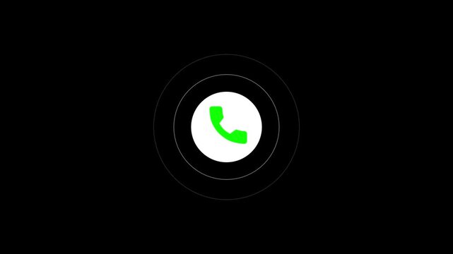 Smart phone call ring icon animation with isolated black background. Motion graphics of call concept
