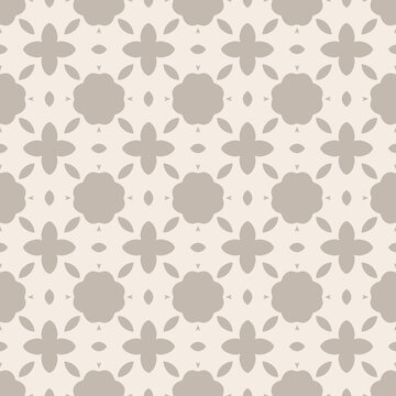 Seamless floral pattern with beige and gray geometric design