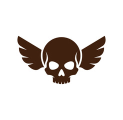 Fototapeta premium Brown skull with wings on transparent background