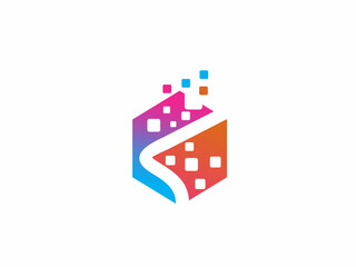 Modern geometric logo design for software development, cloud computing, or blockchain technology.