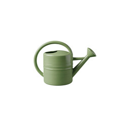 Green watering can against a black background