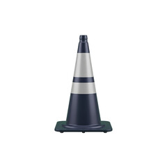 Traffic cone with white reflective stripes