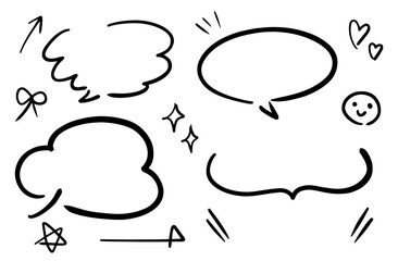 おしゃれな手描きの吹き出しと矢印・漫符のあしらいセット