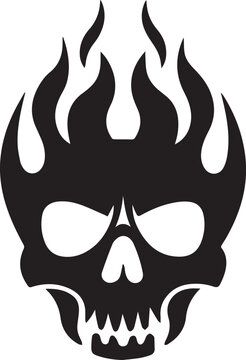 Fire Skull Silhouette Vector Icon, Silhouette Vector
