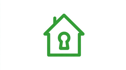 Luxury real estate logo template, house outline with keyhole icon, clean modern design, isolated white background, 32k