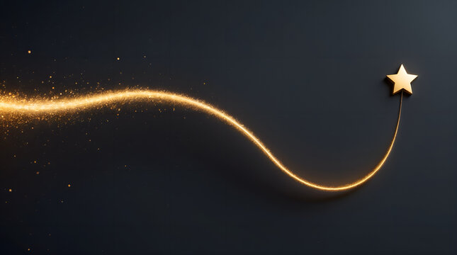 Black rocket with golden light trail forming upward growth path, business success concept background