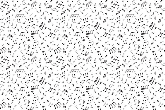 Vector illustration of a seamless background with scattered musical notes