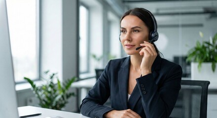 Female Call Center Agent at Desk