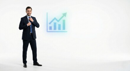 Successful Businessman with Financial Growth Icon