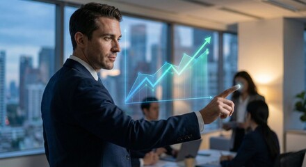 Businessman Presenting Digital Business Growth Strategy