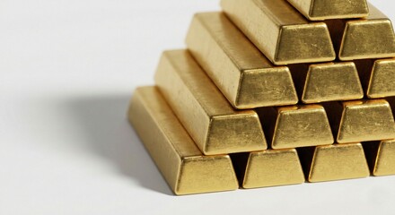 Stack of Shining Gold Bullion Bars