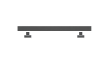 Simple dark gray rectangle beam with two small supports on white background