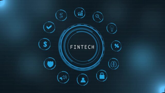 FINTECH ,Business, technology, internet and networking concept ,blockchain business concept ,decentralized financial system ,blue and binary background.