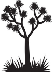 Fototapeta premium Joshua Tree and Grass Silhouette Vector, Joshua Tree Black Vector