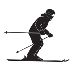 Fototapeta premium skier in motion wearing winter gear and goggles skiing down a slope