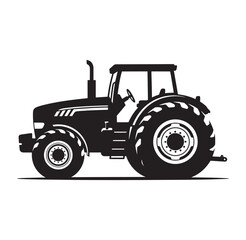 Obraz premium Tractor silhouette side view with large tires and cabin agricultural vehicle