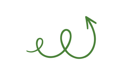 Obraz premium Green hand-drawn spiral arrow pointing up as a doodle sketch design element