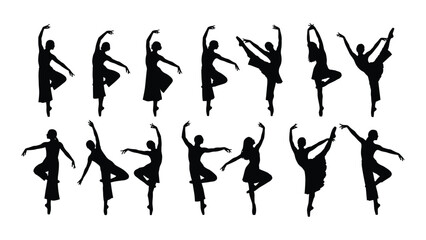 Graceful ballet dancers in various poses against a white background isolated on white background, Vector © MD Riad Hossain 