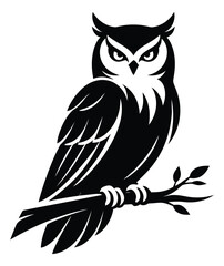 Obraz premium Stylized illustration of an owl depicting it perched on a tree branch for wildlife concepts