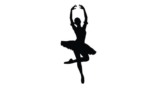 Elegant silhouette of a ballerina in mid pirouette, showcasing grace and poise. isolated on white background, Vector