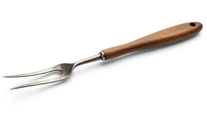 Carving Fork with Wooden Handle Closeup.