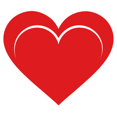 Red heart symbol with a stylized white outline on a white background for love and romance.