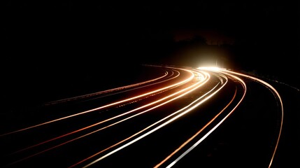 Fototapeta premium Illuminated Train Tracks Disappearing Into a Dark Horizon