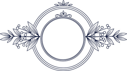 Minimalist botanical circular frame vector illustration featuring elegant berry branches and delicate line art borders for wedding invitations or luxury branding © Yeasrin