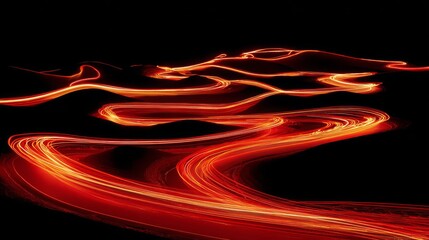 Fototapeta premium Abstract Red Car Brake Lights Swirling on Winding Night Road