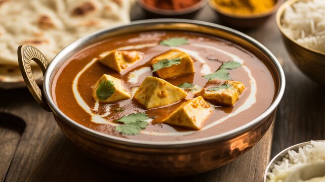 Delicious Indian paneer curry with fresh herbs and spices