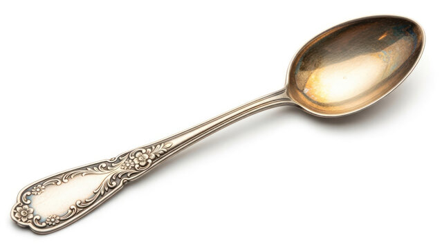 Antique Silver Spoon with Ornate Handle.