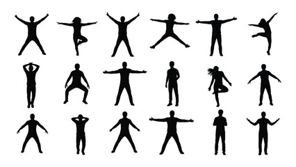 Diverse group of people performing various exercises and yoga poses. isolated on white background, Vector