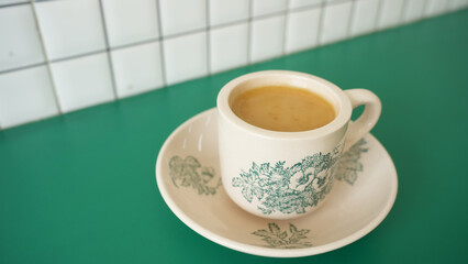 A cup of coffee. Kopitiam, traditional coffeeshop popular in Malaysia