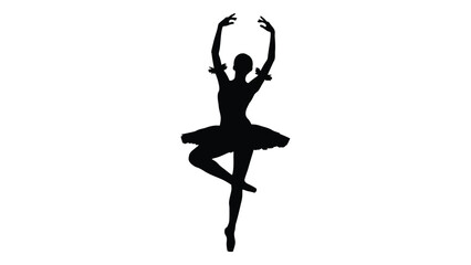 Elegant silhouette of a ballerina in a classic arabesque pose isolated on white background, Vector © MD Riad Hossain 