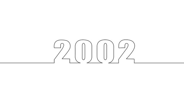 2002 Year: A minimalistic illustration of the year 2002, represented by a continuous line drawing, symbolizing the passage of time and the simplicity of a significant marker.