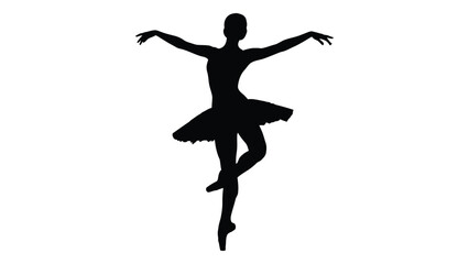 Elegant silhouette of a ballerina in mid pirouette against a white background isolated on white background, Vector © MD Riad Hossain 
