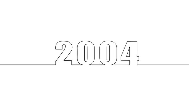 Year 2004: A minimalistic design of the year 2004, represented through a continuous line, embodying simplicity, continuity and historical significance.