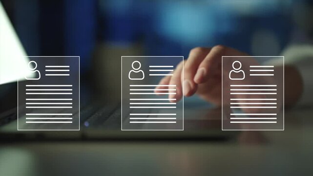 HR, or CRM. concept of company service to recruit customers, network links worldwide, hiring, and recruitment process manage.
