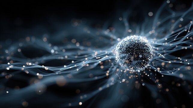 Artistic Glowing Sphere Particle Network Abstract Digital Art Illustration