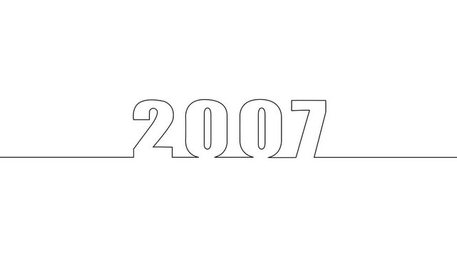 Simple Continuous Line of 2007: A minimalist line drawing showcases the year 2007, an emblem of historical significance.
