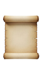 Vintage parchment scroll with torn edges and transparent background isolated on transparent background