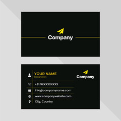 Obraz premium Modern Black and Yellow Business Card with Paper Airplane Logo